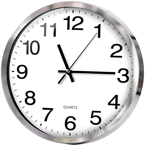 TOHOOYO Wanduhr, Moderne Quarz-Stille-Wanduhr, schwungvoller Sekundenzeiger, ohne zu Ticken, 12 Zoll