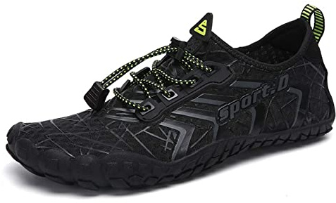 UBFEN Water Shoes Aqua Swim Shoes Mens Womens Beach Sports Quick Dry Barefoot for Boating Fishing Diving Surfing Black Color Size US 13 Women 11 Men