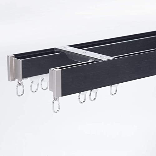 Zshine Sealing Cover Design For Light Tightness Curtain Tracks Flat Honeycomb Double Layer Aluminium Alloy Rails (black)