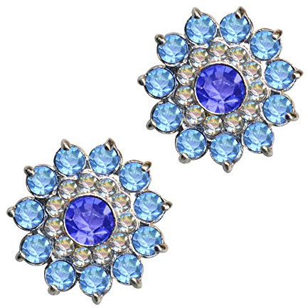 Silberohrstecker Blüte Sonne Blume Blau Weiß Hellblau Echt Sterling Silber 925 Zirkonia Kristalle Strass Sterlingsilber 925er Blüten Blumen flower blue sun blossom gut weiss klar