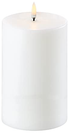 Uyuni Piffany Copenhagen Lighting Pillar LED Kerze 10,1 x 15 cm Echtwachs Weiss - 6 Stunden Timerfunktion - Keine Brandgefahr, Keine Rußbildung und kein Geruch