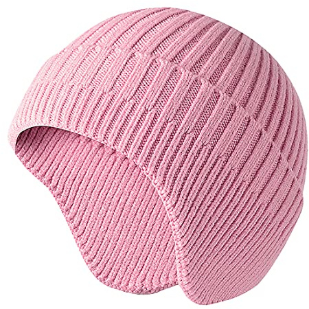 JFAN Cappello Lavorato A Maglia da Uomo Donna Autunno Inverno Tinta Unita Proteggi Le Orecchie Cappello da Sci Moda Caldo Cappello in Pelle di Melone Rosa Taglia Unica