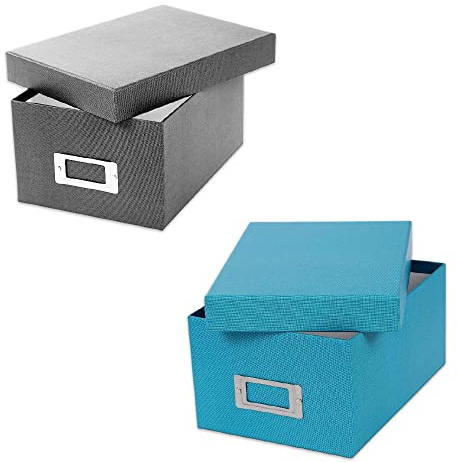 2x Goldbuch Fotobox Bella Vista bis 1400 Fotos 10x15 Foto Aufbewahrungsbox anthrazit und türkis