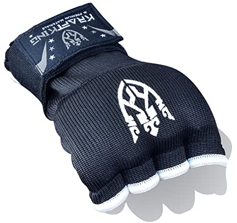 Kraftking Boxbandage inre handskar med handledsrem handledsbandage inre grappling träningshandskar (XL, svart)