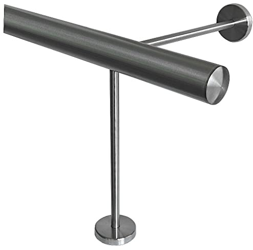 TIBU Fotstöd V2A rostfritt stål Ø 33,7 mm 30–590 cm, längd = 460 cm, 6 par hållare 25/25 cm barstång rästång