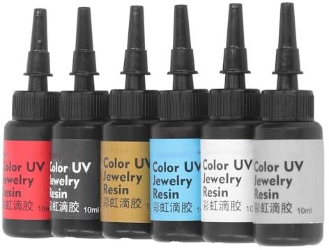 6 Stück 10 Ml UV Harz Schnell Härtender Farbiger UV Kleber UV härtender Epoxidharz 3D UV Harz Gel Styling Stift für DIY Schmuckmalerei(D einstellen)