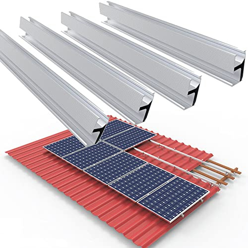 Photovoltaik Schiene 1150mm, 4PCS Aluprofil Solar Ziegeldach/Blechdach/Bitumendach/Metalldach Montage Set 1 Module Befestigung Montageschiene PV-Anlage,Systemprofil für Solarpanel