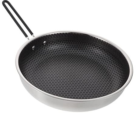 INOOMP 1pezzi Padella Antiaderente Nido d Ape Rivestimento Nido d Ape in Acciaio Inox e Gomma e Portatile per Cucinare Bistecche Uova Verdure e Barbecue
