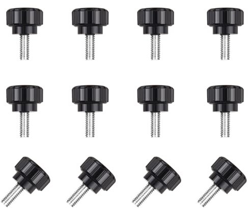 12 Pcs M4 x 10mm Threaded Knurled Thumbscrew, Monitor Screws Vesa Mount Screws Carbon Steel Clamping Knobs Grip Thumb Screw Mounting Thumb Screw