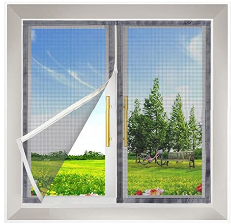 Finestra Zanzariera con Zip,Autoadesivo Finestra Schermo Rete con Forte Nastro Autoadesivo,Zanzariera Universale Finestra Fissa,Mantiene Gli Insetti/Mosche/Zanzare Fuori (W100xH180cm(39x71in))