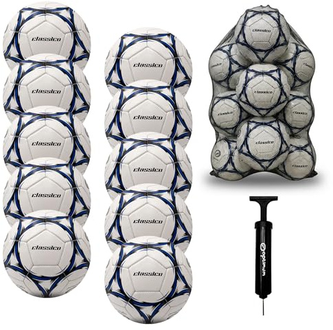 Optimum Classico Football Bulk Pack for Indoor/Outdoor Training & Matches | Elite match ball available in sizes 3-5; packs of 10-25 with bag & ball pump. Crafted for a sharp touch & consistent strike.