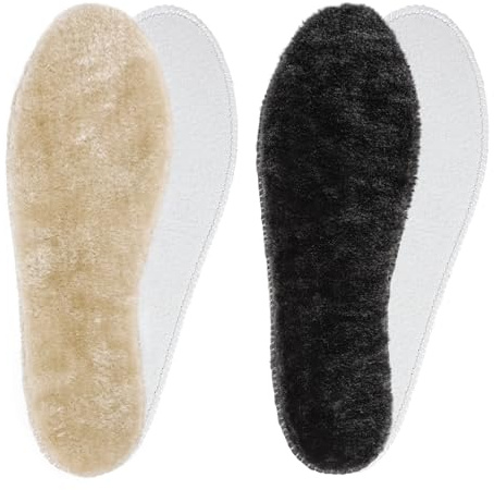 Riemot 2 par lammullinnersulor, lammskinnssulor, varma inlägg, vinter, skoinlägg, kvinnor, män, ersättning, fluffiga mjuka sulor, Grå och beige, 41