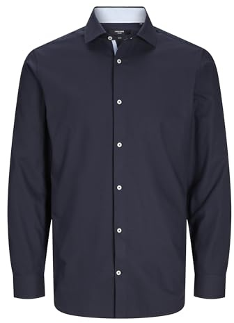 JACK & JONES Jprblaparker Detail Shirt L/S Aw24 SN, Night Sky/Fit: Slim Fit, XS