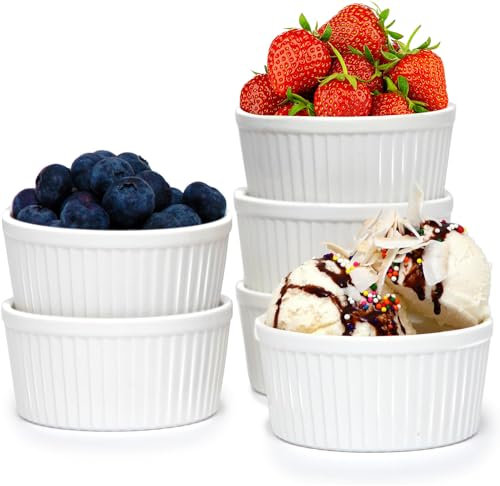 Nuwave Auflaufförmchen aus Keramik, 237 ml, klassisch, eleganter Stil, zum Backen von Souffles, Creme Brulées, Puddings, 10,9 cm breit und 5,1 cm hoch, ofen-, mikrowellen- und spülmaschinenfest,