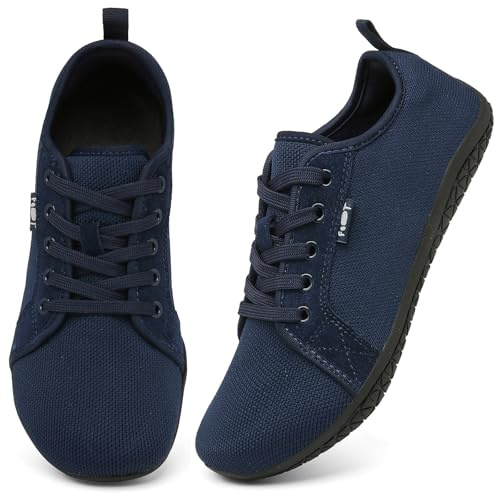 Geweo Chaussures Pieds Nus Barefoot Décontractées Running Trail Femme Homme Minimaliste Baskets Marche Unisexe Large Orteil Trekking Sneakers Respirant Poids Léger pour Bleu Marine 39EU