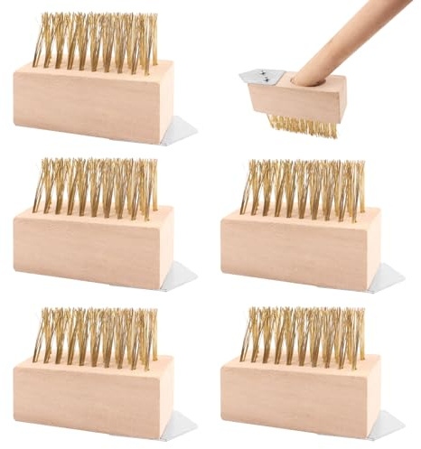 PURATEN Weed Brush Head Replacement, 5pcs Garden Path Wire Bristles Weed Brush Replacement Head with Scraper, Paving Slabs Weed Moss Remover Tool for Cleaning Patios, Block Paving and Driveway