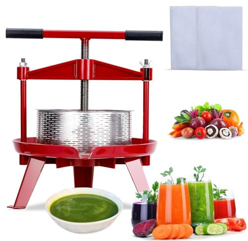 Manuelle Obst-Weinpresse aus Edelstahl, 1,3 l, T-Griff, Weinpresse für Outdoor-Küche, stabile dreieckige Struktur, einfach zu bedienen und zu reinigen