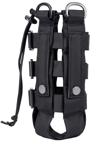 heavenlife Taktisch Flaschenhalter, Molle Flaschenhalter 1.5L, Taktischer Wasserflaschenbeutel, Verstellbarer Militär Trinkflasche Beutel, mit Karabiner für Camping, Wandern, Outdoor (Schwarz)