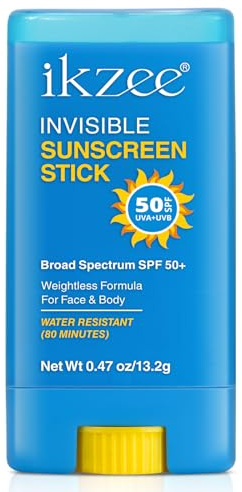 MXCZBSM Bâton Solaire Invisible SPF 50+ | 13g | Double Protection UV/IR | Résistant à l’Eau 80 Min | Extraits Naturels de Plantes