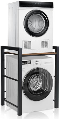 Estantería para lavadora, 3 alturas ajustables, estante sobre lavadoras, capacidad de carga de 350 kg, armario de lavadora con secadora para baño, balcón, lavadero, 75 x 65 x 105 cm (negro)