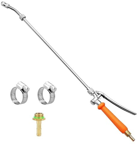 Gosera Stainless Steel Sprayer Wand,1/4in&3/8in Brass Barb Sprayer Wand Replacement,29in Sprayer Wand+ Shut Off Valve