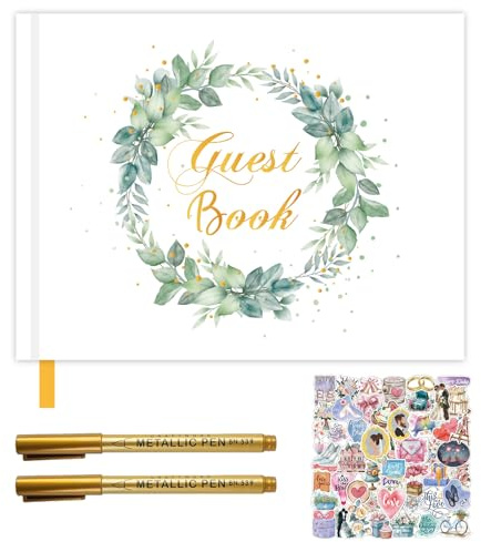 Tangger Libro degli ospiti per matrimonio con adesivo per matrimonio, album fotografico, libro degli ospiti con pagine bianche, libro dei ricordi, album degli ospiti di nozze, libro degli ospiti da