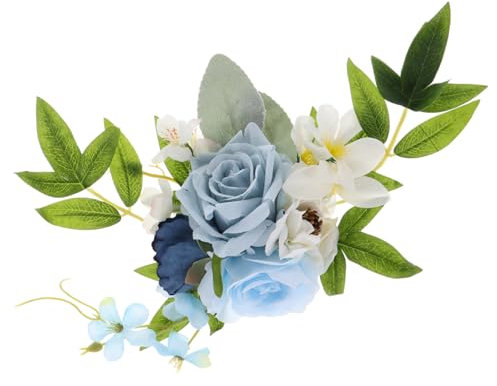 OUNONA Gefälschte Blumen Hochzeitssträuße Selber Machen Rosen Künstliche Blumen Simulierte Blumendekoration Blaue Blumenmittelstücke Für Tische Hochzeitsblumen Für Bogen Himmelblau Satin