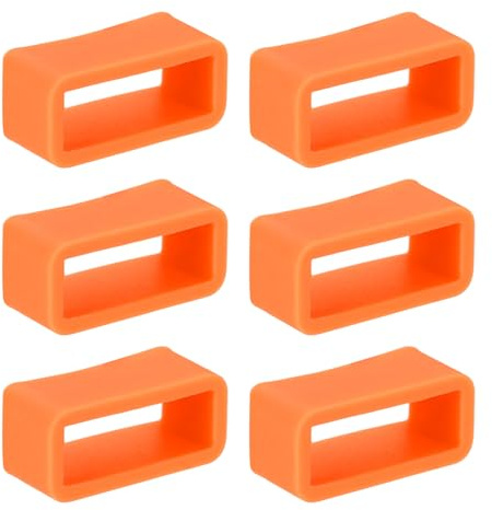 PATIKIL 6 st klockarmband hållare ögla, 16 mm silikon ersättningsringar klockarmband remhållare, orange
