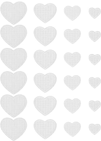 WINXMIN 24 Stück Herz-Aufnäher Bestickt, Bügelbilder Zum Aufbügeln/Aufnähen, Herzförmige Patches, Aufbügelflicken Applikation Für Jacken Hüte Rucksäcke Jeans(Weiß)