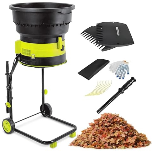 Broyeur de feuilles électrique sans lame 2500 W avec trémie de 54 cm de large 8000 tr/min, sac de rangement pour compostage et débris de jardin