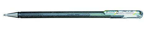 Pentel K110-DZX Dual Metallic Hybrid Dual Metallic Gelroller, Glitzer Gel, 12er Pack, 2 verschiedene Farb-Effekte auf hellem/dunklem Papier, silber
