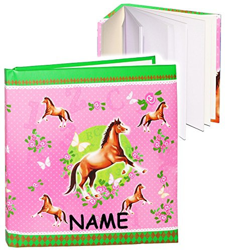alles-meine.de GmbH Poesiealbum/Notizbuch - Pferde & Schmetterlinge - incl. Name - blanko weiß - Dickes Buch gebunden - 96 Seiten - Reisetagebuch/Tagebuch - Softcover/F..