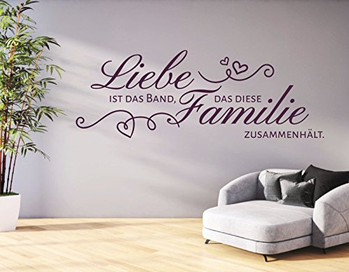 tjapalo® S-pkm74 Wandtattoo Liebe Ist Das Band, Das Diese Familie Verbindet - Für Esszimmer, Flur, Wohnzimmer - Wandsticker Sprüche Modern B100xH34