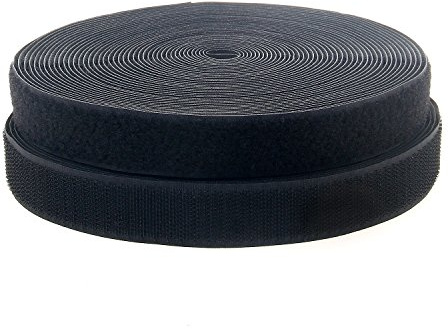 TUKA 12m x 25mm Klettband zum aufnähen, 12 meter Flausch & 12m Hakenband, Rückseite Nicht selbstklebend, 25mm breit Klettverschluss, Extra Stark Haftkraft Flausch & Haken, Schwarz TKB5001 black