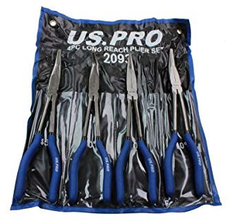 US. PRO 11 Extra Long Nose Pliers Set 4pc Straight Bent Offset Angled Pliers 90°