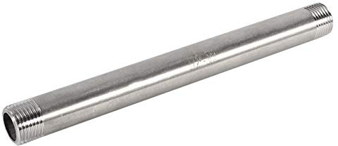 Vobor Rohrnippel - Edelstahl-Rohrfittings SS304 200mm BSP 1/4 1/2 3/4 1 Male X Male Rohrverschraubung (1Pc) (Größe : 1/2BSP)