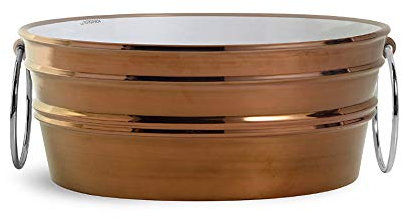Vasque Lavabo à poser/suspendu oval Tinozza Cuivre Brillant en céramique - Made in Italy (Avec porte-serviettes)