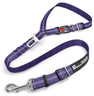 Harnais de ceinture de sécurité confortable pour chien pour voiture – Laisse et retenue 2 en 1 qui se fixent à l'appuie-tête. Élastique réglable, solide, réfléchissant, facile à utiliser (violet)