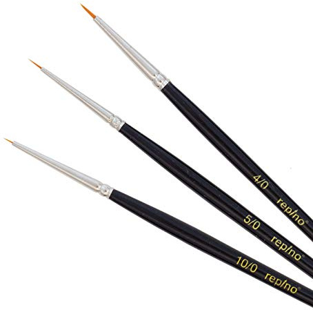 Repino Toray Pinsel Set Künstlerpinsel - sehr dünn - sehr fein - Grösse 10/0, 5/0, 4/0 - Toraypinsel Pinselset