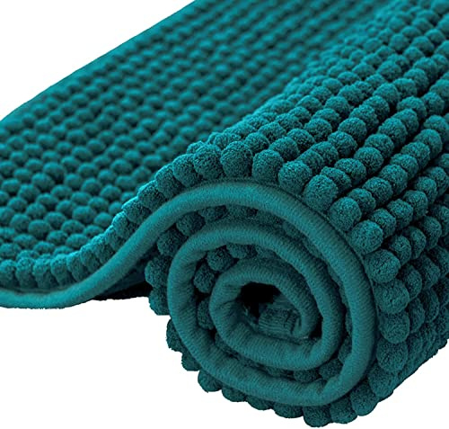 subrtex Badematte rutschfest Badezimmerteppich aus Chenille Saugfähig Badteppich weich Wasserabsorbierende Badvorleger für Badezimmer,Maschinenwaschbar(40 x 60 cm, Entenblau)