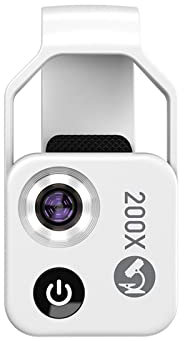 SH-RuiDu Clip-On Microscope for Phone, 200x Magnification Zoom Phone Microscope Lens with LED Light, Portable Pocket Mobile Phone Clip Microscope Compatible with Smartphones, Cameras, Tablets