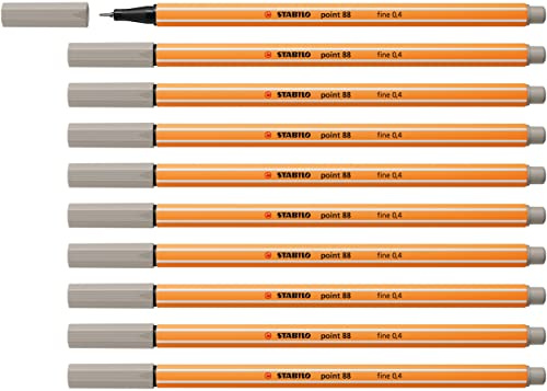 Stabilo point 88 - Fineliner - Confezione da 10 - Grigio caldo