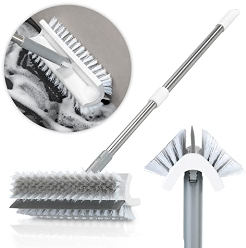 Maximex Doppelseitiger Besen mit Abziehlippe - 2in1 Haushaltsbesen mit Nass-Abzieher und Y-Profil , Edelstahl rostfrei, 80 x 24 x 10 cm, Silber