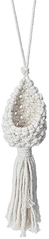 KAMAY Tillandsia Suspension en macramé bohème pour plantes suspendues - 13cm Blanc