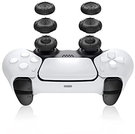 GeekShare Cappucci per impugnatura per pollice per controller PS5, set di coperture per levette compatibili con Switch Pro Controller e controller PS4 PS5 (nero)