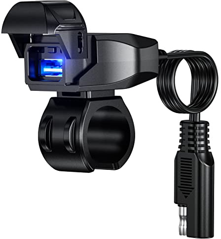 Kewig Motorrad USB Ladegerät SAE auf Typ C 36 W Adapter wasserdichtes Motorrad-Ladegerät, DC 9V-24V Motorrad Ladegerät mit LED Display und automatischem EIN-/Ausschalter, 1,8 m SAE Kabel für Kamera