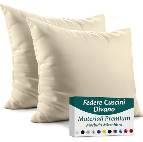 Kissenbezug 35x35 – Mikrofaser Oeko-TEX Zertifiziert – Beige – 2er Set Kissenbezüge für Kissen 35 x 35 Weich & Atmungsaktiv – Kissenhülle Hypoallergen und Waschbar mit Verdecktem Reißverschluss