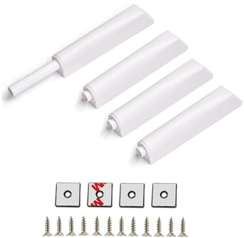 GoldRock Drucktüröffner Push to Open Türöffner Weiß, 4 Stück Tip on für Türen, Softclose Nachrüsten, Softclose Türdämpfer, Magnetschnäpper Dämpfer für Schranktüren, Magnet türschließer Schranktür