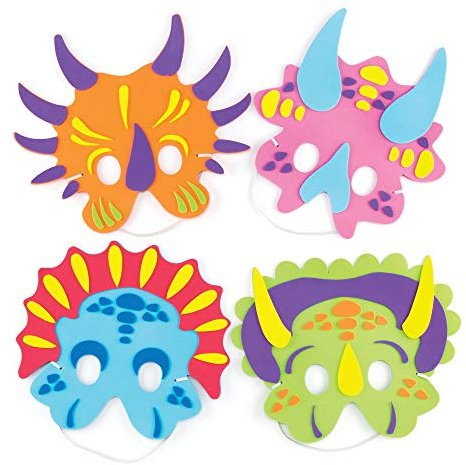 Baker Ross Dinosaurier Masken aus Moosgummi, DIY Bastelsets für Kinder Kunsthandwerk und Dinosaurierparty (8er Pack), sortiert, Mittel