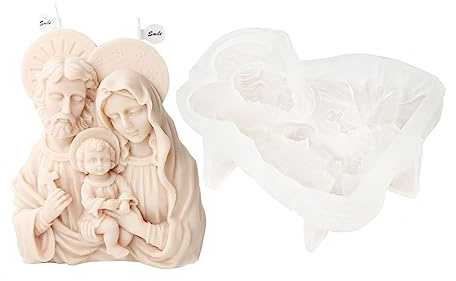 Xidmold Heliga familjen silikonform ljusform Maria Josef med Jesus ljusgjutform silikonform för sojavaxljus, religiös figur, hantverksprydnad